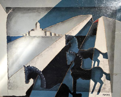 Chevaux aux Saintes-de-la-Mer (huile sur toile)